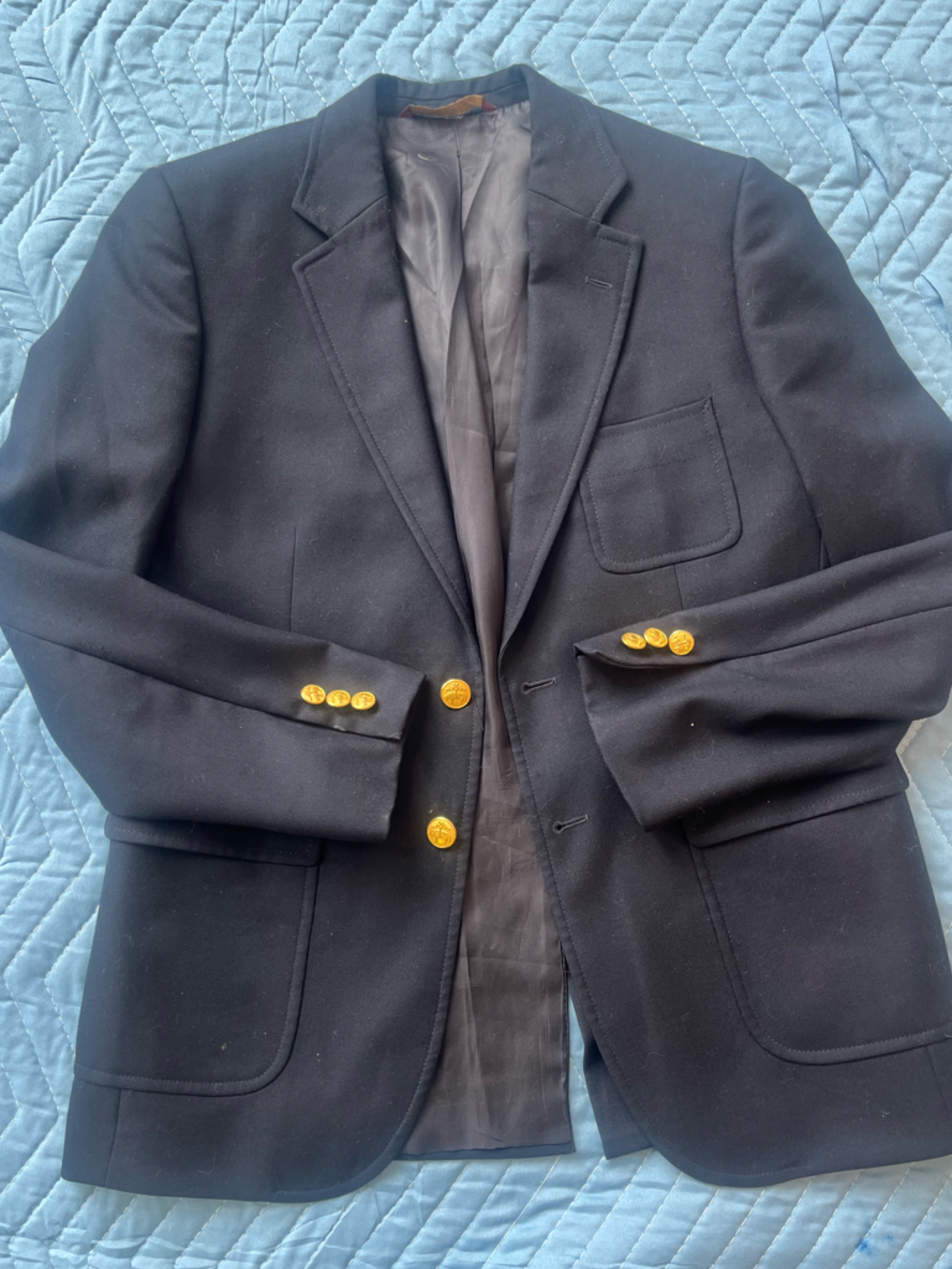 Brooks Brothers Boys Sz: 14 Classic Wool/Cashmere Navy Blazer Gold Buttons